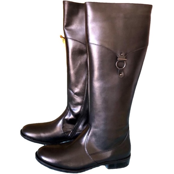 Italian Shoemakers Shoes - Black Italian Leather Riding Boots, Sz 10